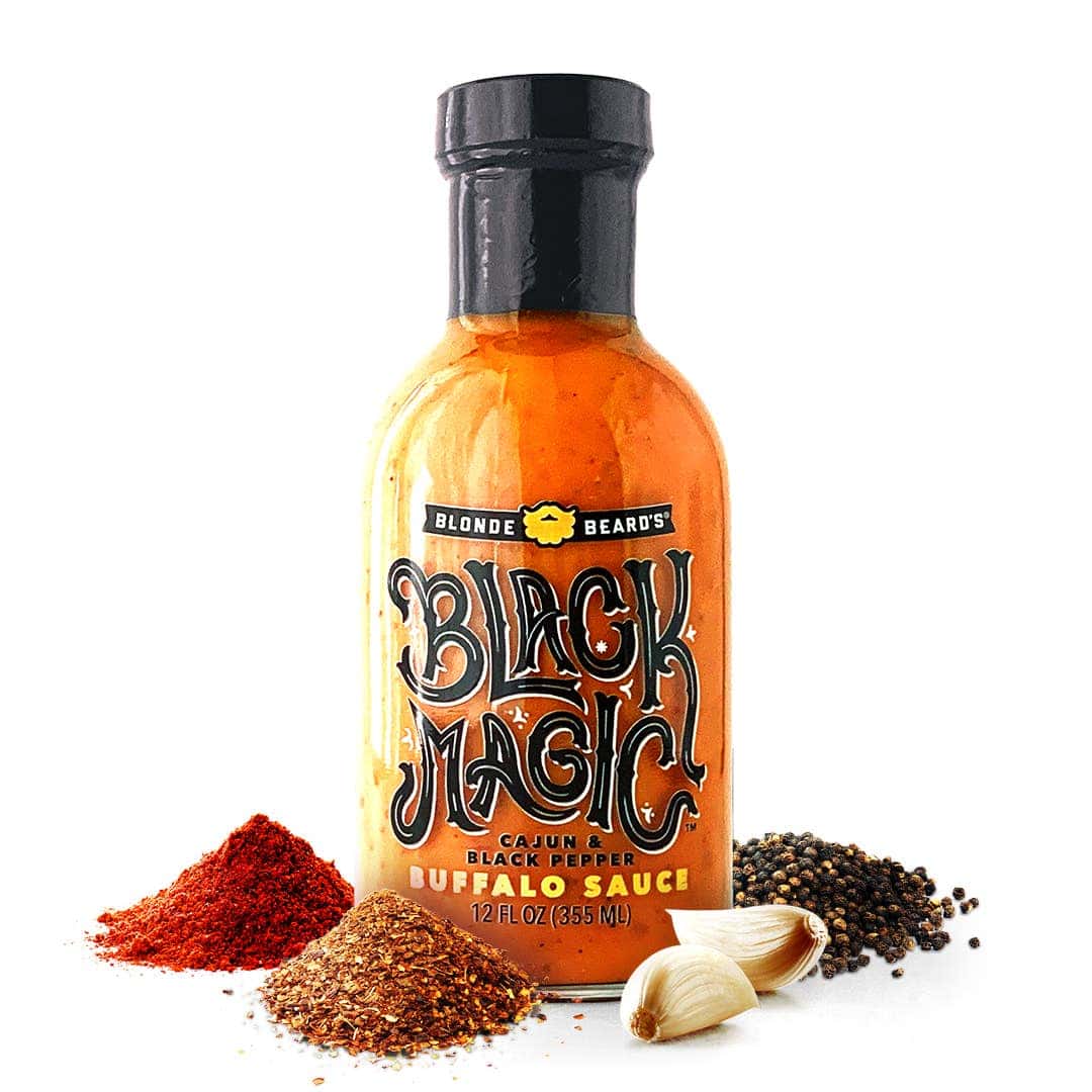 Blonde Beard's Black Magic Buffalo Sauce with Cajun Black Pepper, 12 oz.
